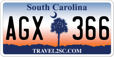 SC license plate AGX366