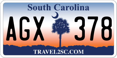 SC license plate AGX378