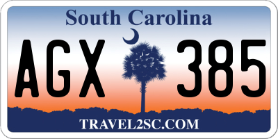 SC license plate AGX385