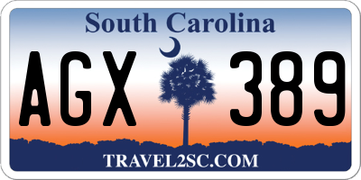 SC license plate AGX389