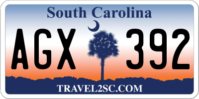 SC license plate AGX392