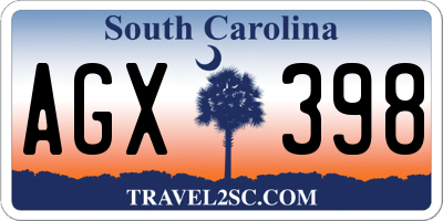 SC license plate AGX398