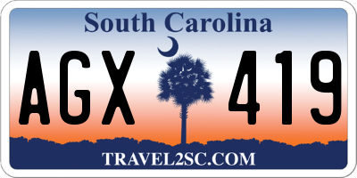 SC license plate AGX419