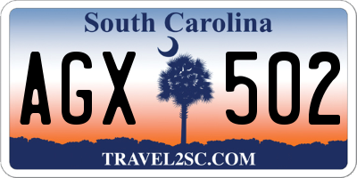 SC license plate AGX502