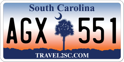 SC license plate AGX551