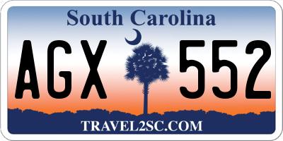 SC license plate AGX552