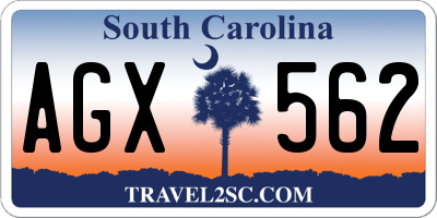 SC license plate AGX562
