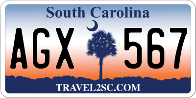 SC license plate AGX567