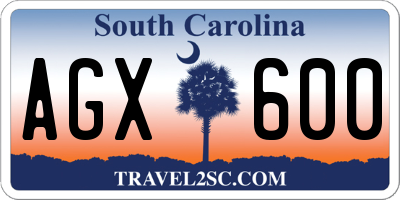 SC license plate AGX600