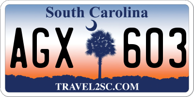 SC license plate AGX603
