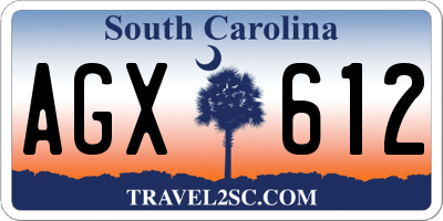 SC license plate AGX612
