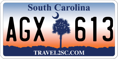 SC license plate AGX613