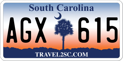 SC license plate AGX615