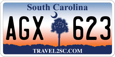 SC license plate AGX623