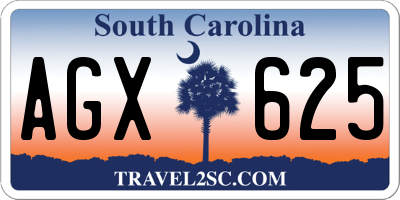 SC license plate AGX625