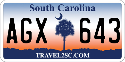 SC license plate AGX643