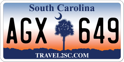 SC license plate AGX649