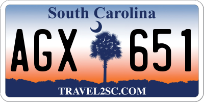 SC license plate AGX651