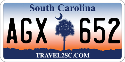 SC license plate AGX652
