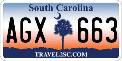 SC license plate AGX663