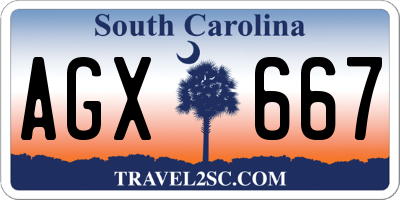 SC license plate AGX667