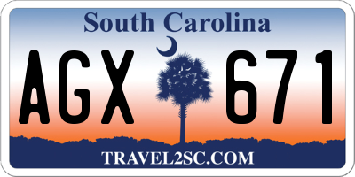 SC license plate AGX671