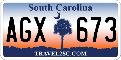 SC license plate AGX673