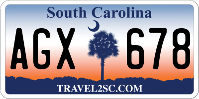 SC license plate AGX678