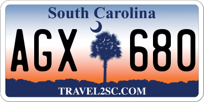 SC license plate AGX680