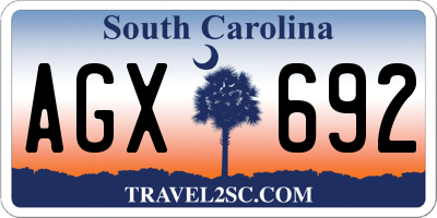 SC license plate AGX692