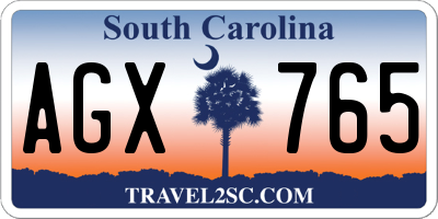 SC license plate AGX765