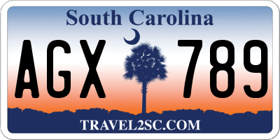 SC license plate AGX789