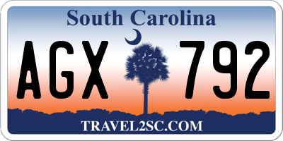SC license plate AGX792