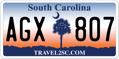 SC license plate AGX807