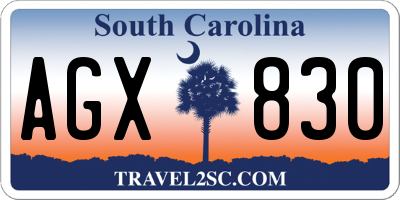 SC license plate AGX830