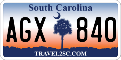SC license plate AGX840