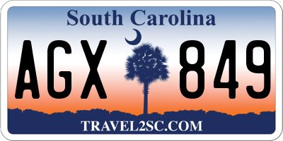 SC license plate AGX849
