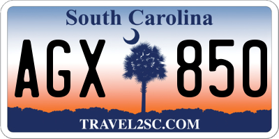 SC license plate AGX850