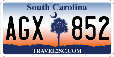 SC license plate AGX852