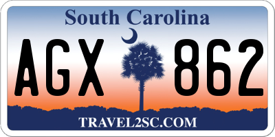 SC license plate AGX862