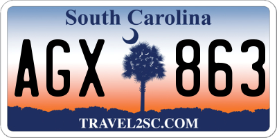 SC license plate AGX863
