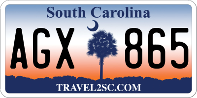 SC license plate AGX865