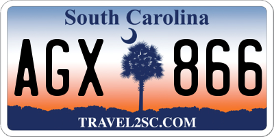 SC license plate AGX866