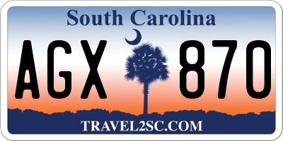 SC license plate AGX870