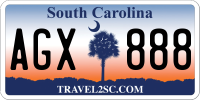 SC license plate AGX888