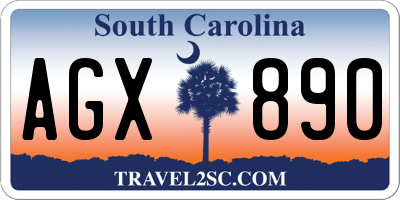 SC license plate AGX890