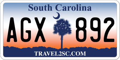 SC license plate AGX892