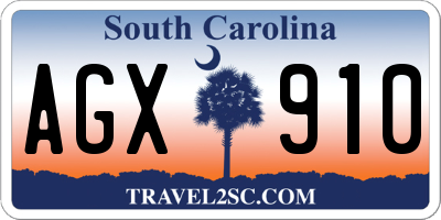 SC license plate AGX910