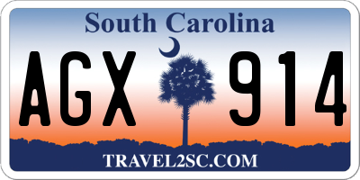 SC license plate AGX914