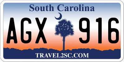 SC license plate AGX916